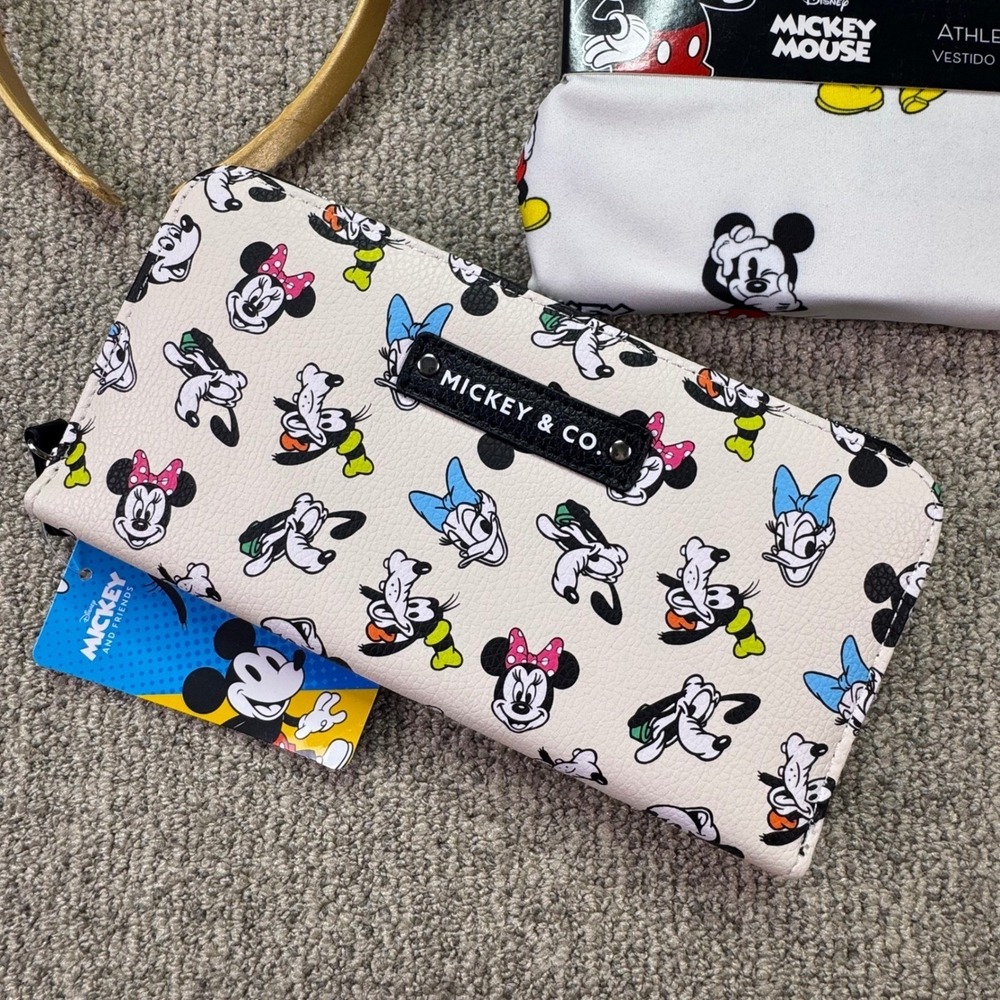 Disney Mickey Mouse Athleisure Dress M Mickey & Co Wallet Floral Ears Bundle NWT - Picture 5 of 12
